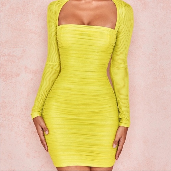 House of CB Yellow Mini Dress SEXY - Picture 2 of 3